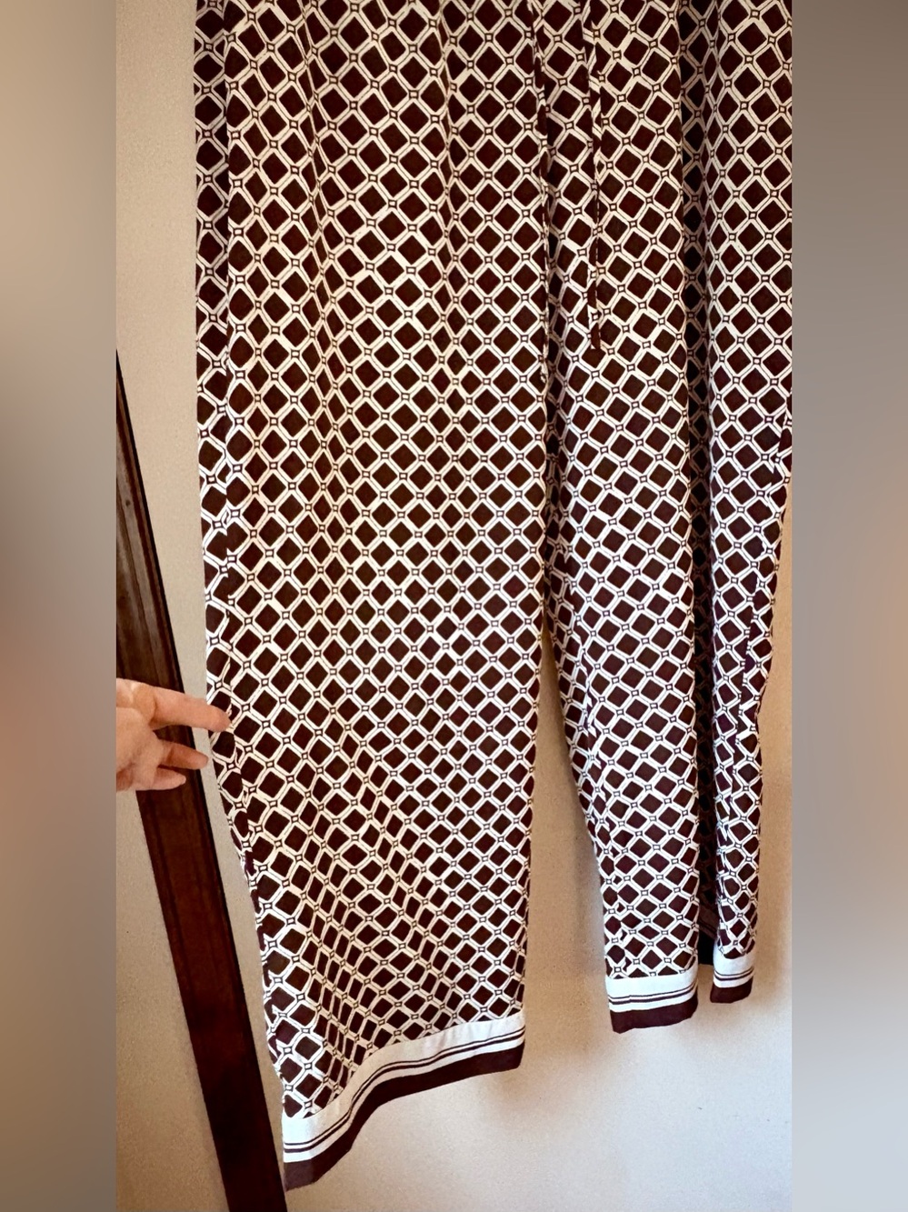 NWT Abercrombie & Fitch Wide Leg Pull-on Pants Brown Ivory sz L - Picture 8 of 14